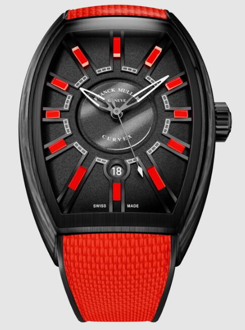 Franck Muller Curvex CX Flash Replica Watch Cheap Price CX 36 SC DT FLASH CARBON TTNRBR Red calfskin strap